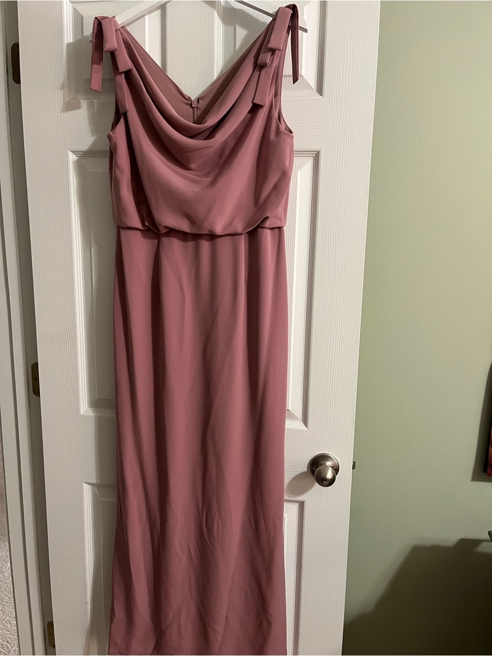 Adrianna Papell Dusty Rose Cowl Neck Maxi Dress with Tie Straps